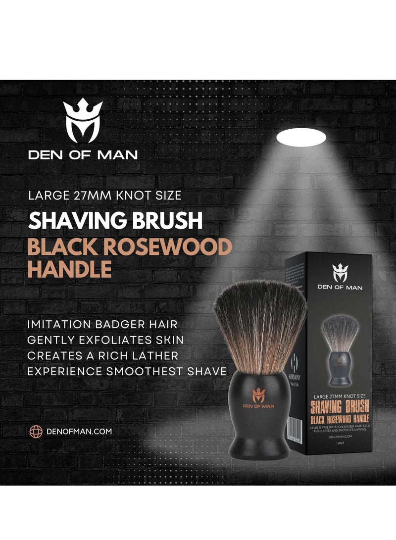 Jumbo 27mm Knot Premium Cruelty Free Imitation Badger Hair Shaving Brush, Soft & Ultra Absorbent Bristles For Smooth Shave, Real Rosewood Handle (Pack of 2)
