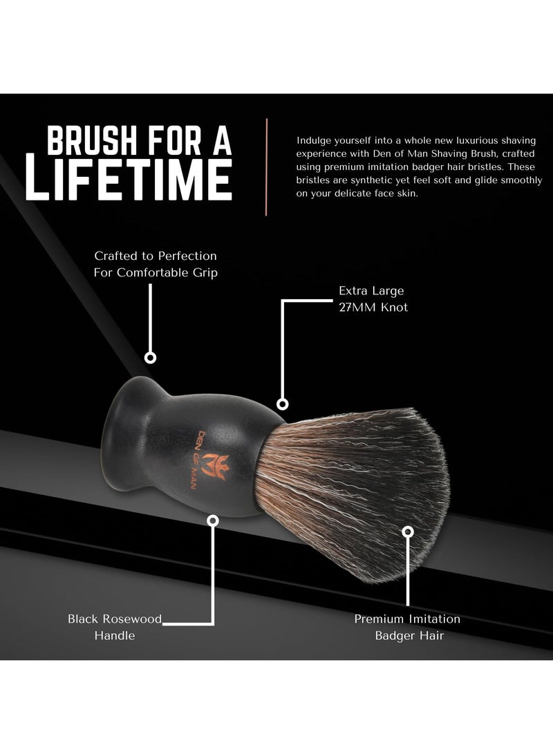 Jumbo 27mm Knot Premium Cruelty Free Imitation Badger Hair Shaving Brush, Soft & Ultra Absorbent Bristles For Smooth Shave, Real Rosewood Handle (Pack of 2)