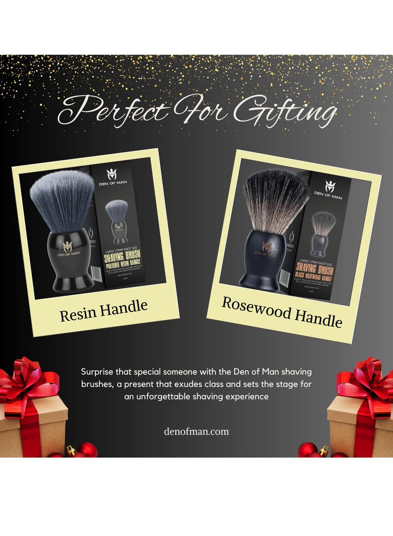 Jumbo 27mm Knot Premium Cruelty Free Imitation Badger Hair Shaving Brush, Soft & Ultra Absorbent Bristles For Smooth Shave, Real Rosewood Handle (Pack of 2)