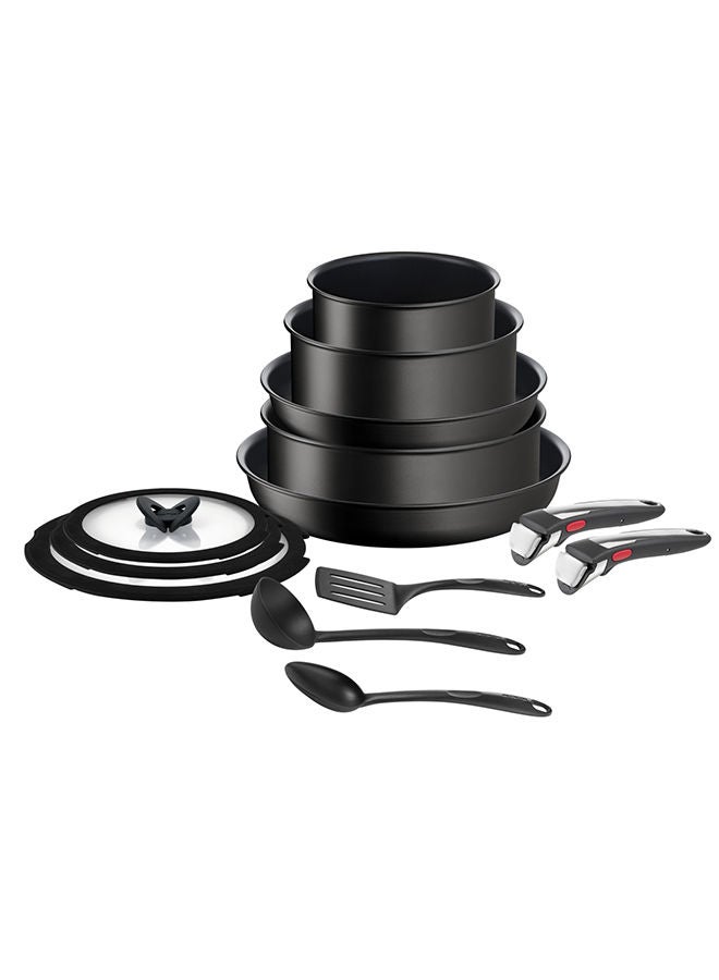 Tefal 13-Piece Cookware Set Includes Pans 24/28 Cm + Legs 16/20 Cm + Deep Pan 24 Cm + Glass Lids 16/20/24 Cm + 3 Spatulas (Spoon, Deep, Curved Spatula) + 2 Detachable Handles