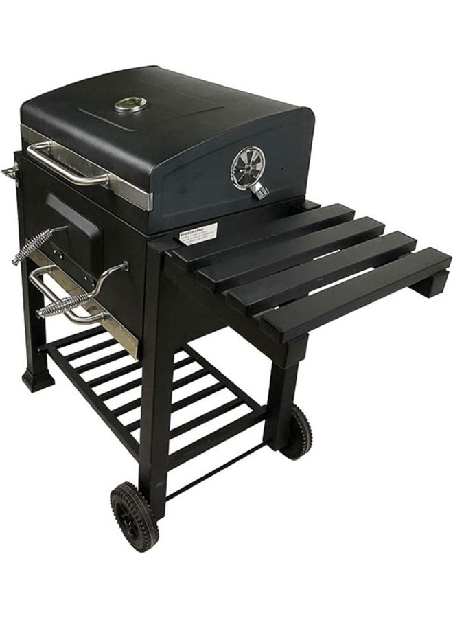 Trolley Charcoal Barbecue Grill A picnic BBQ Outdoor Patio Garden With Side Trays And Storage Shelf Black 35 x 50 x 150cm