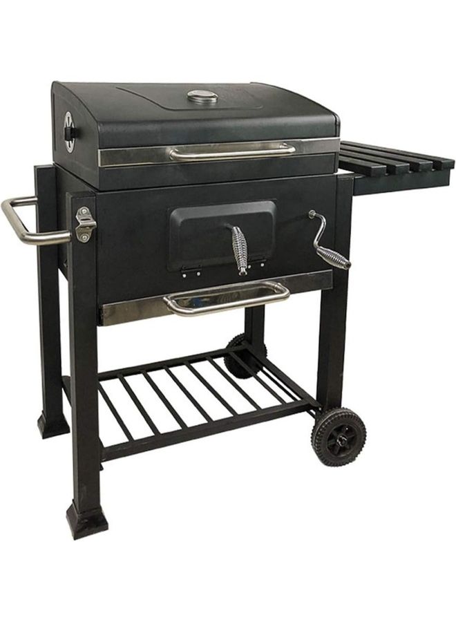 Trolley Charcoal Barbecue Grill A picnic BBQ Outdoor Patio Garden With Side Trays And Storage Shelf Black 35 x 50 x 150cm