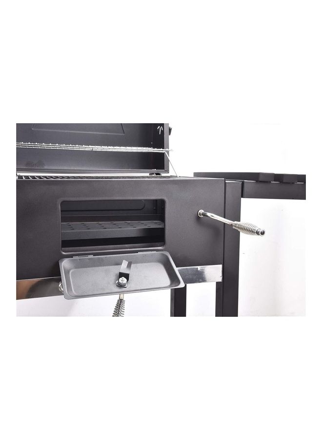 Trolley Charcoal Barbecue Grill A picnic BBQ Outdoor Patio Garden With Side Trays And Storage Shelf Black 35 x 50 x 150cm