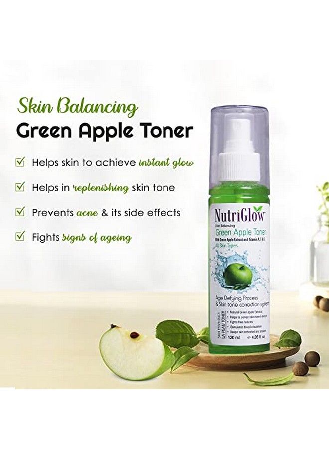 Ultra Rich Green Tea Facial Kit (250Gm) & Green Apple Facial Toner (120Ml) For Skin Balancing Tightens Pores & Heal Sunburn Pack Of 2