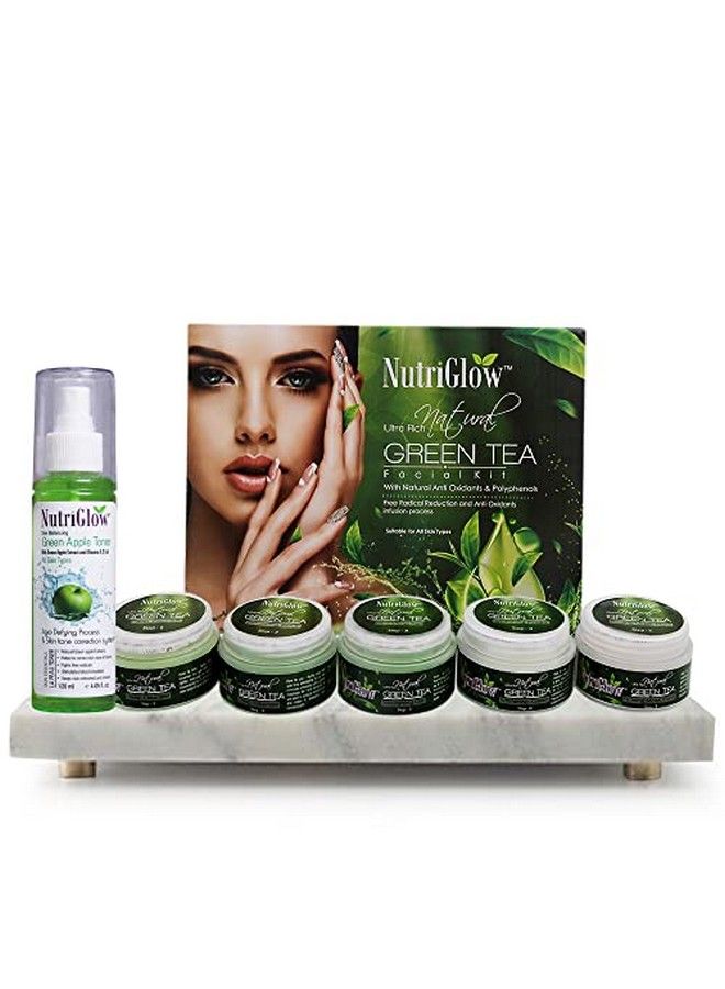 Ultra Rich Green Tea Facial Kit (250Gm) & Green Apple Facial Toner (120Ml) For Skin Balancing Tightens Pores & Heal Sunburn Pack Of 2