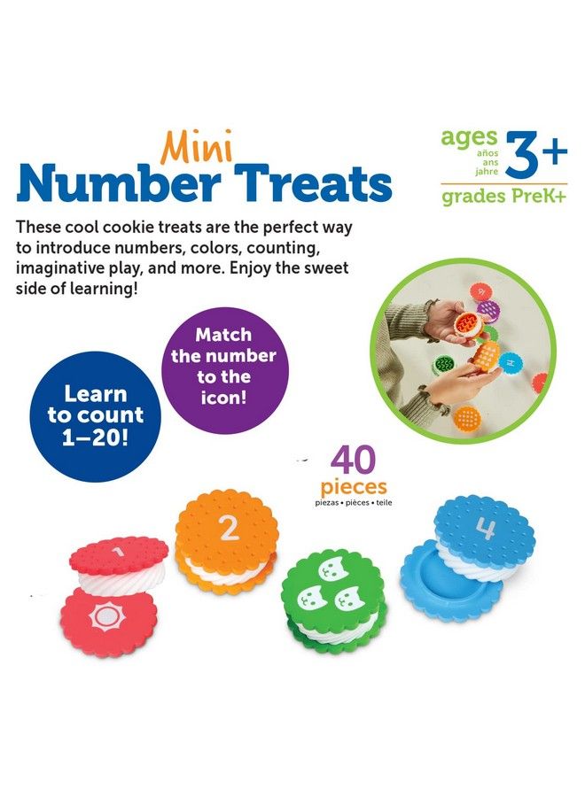 Mini Number Treats 40 Pieces Ages 3+ Cookies Toys Counting And Colors Recognition Fine Motor Skills Toys Montessori Toys For Kids