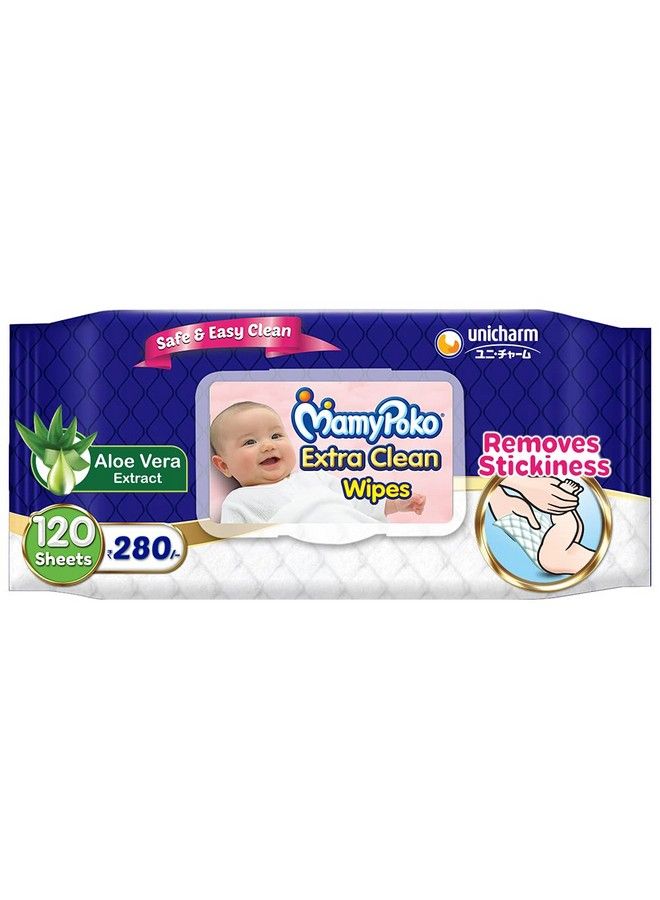 Extra Clean Wipes With Aloe Vera Pack Of 120