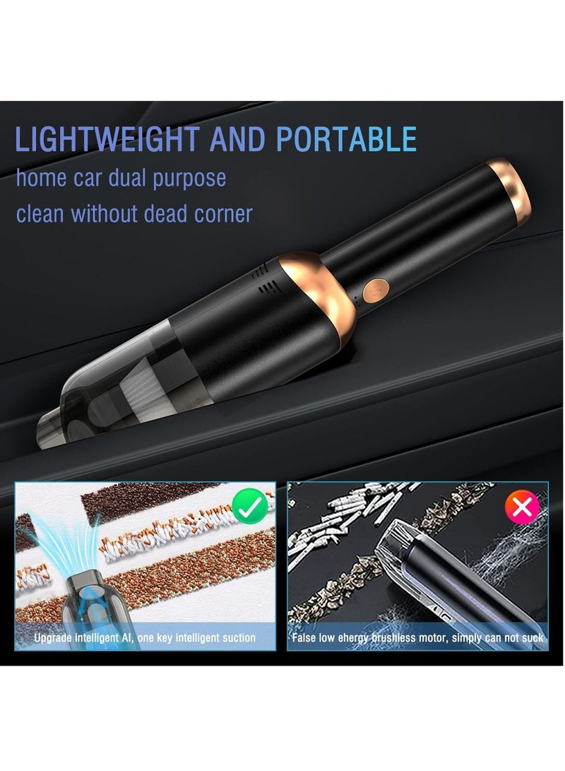 Car Vacuum Cleaner, Portable Cordless Vacuum Cleaner, 13000PA High Power, Washable Filter, USB-C Rechargeable Detachable Handheld Vacuum Cleaner with Lighting Function, Suitable for Car/Home/Office, etc.