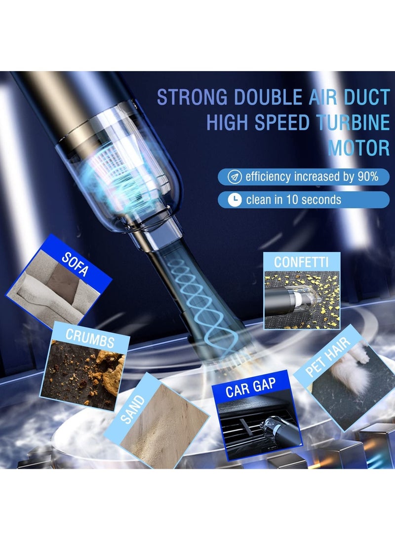 Car Vacuum Cleaner, Portable Cordless Vacuum Cleaner, 13000PA High Power, Washable Filter, USB-C Rechargeable Detachable Handheld Vacuum Cleaner with Lighting Function, Suitable for Car/Home/Office, etc.