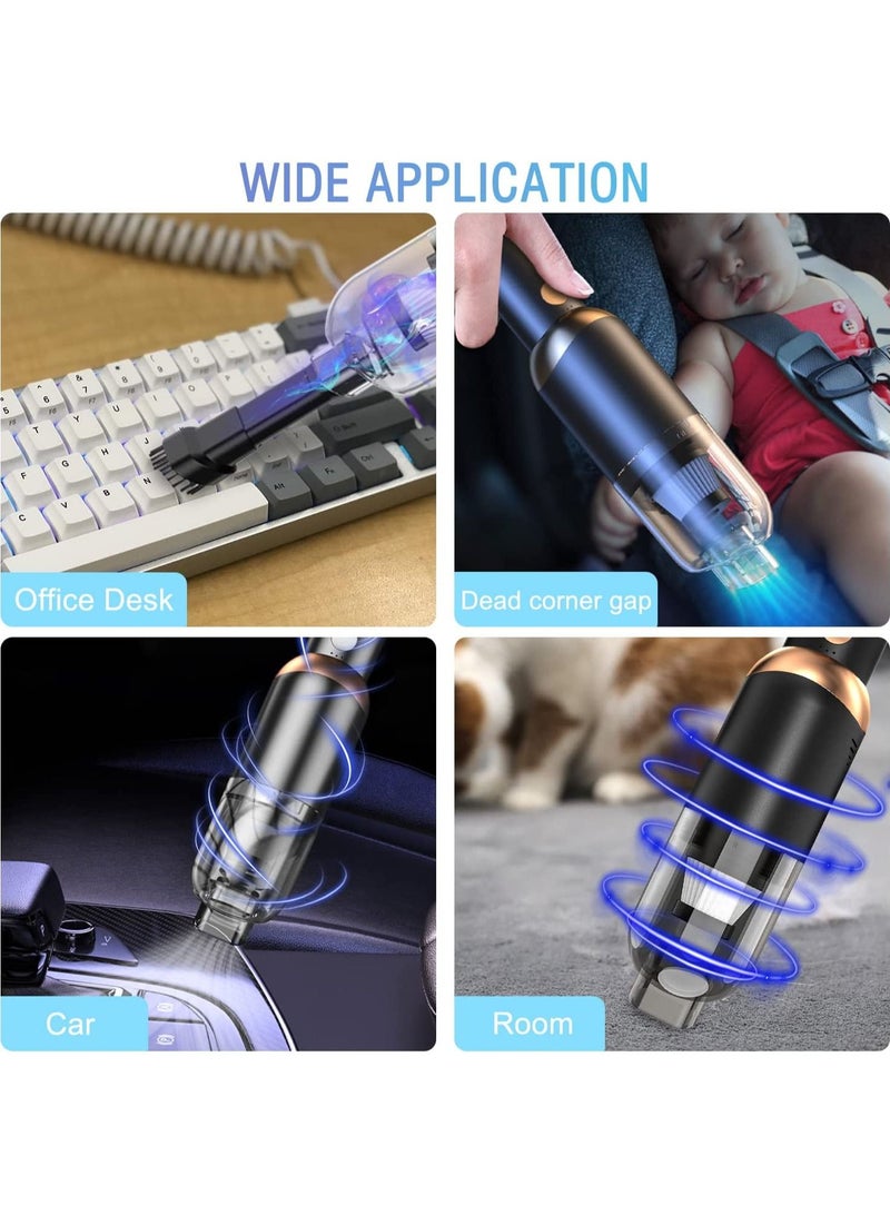 Car Vacuum Cleaner, Portable Cordless Vacuum Cleaner, 13000PA High Power, Washable Filter, USB-C Rechargeable Detachable Handheld Vacuum Cleaner with Lighting Function, Suitable for Car/Home/Office, etc.