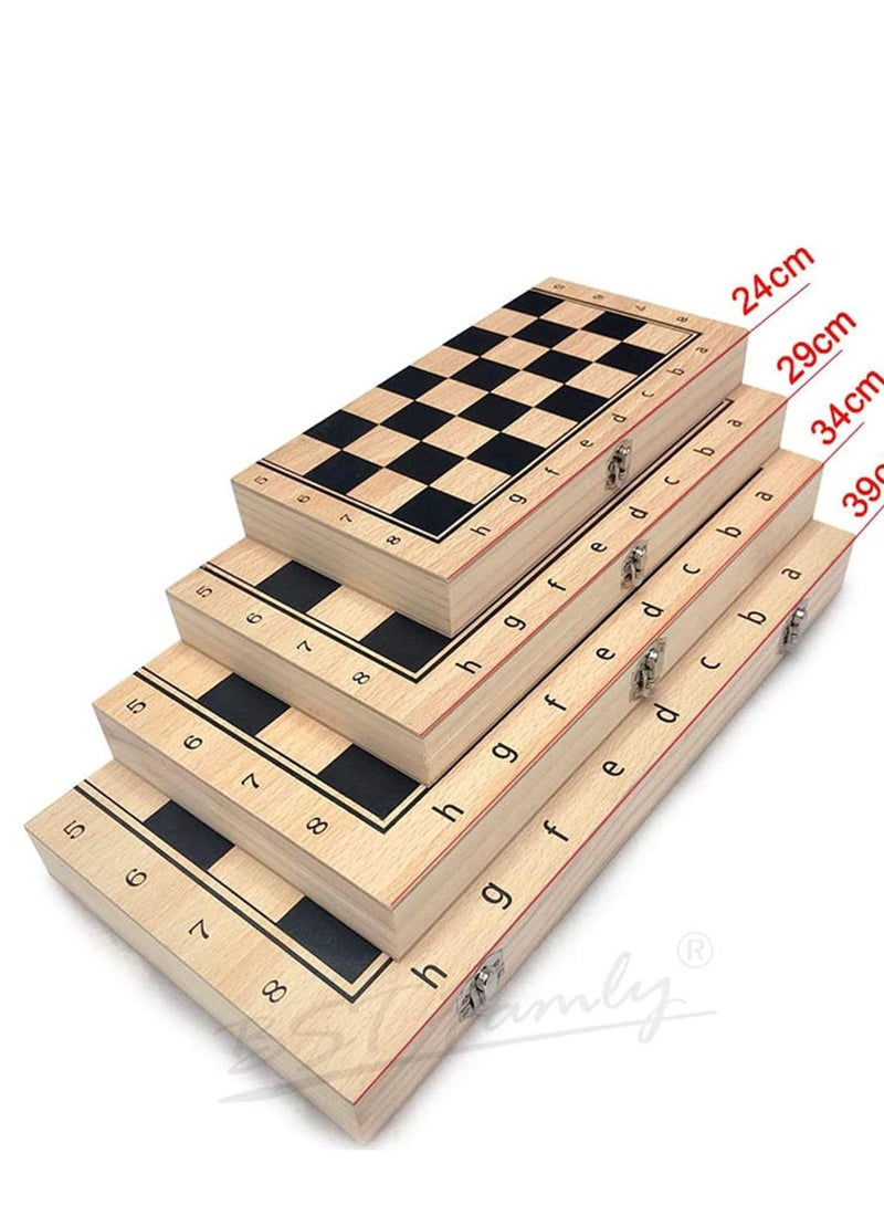 COOLBABY Large Chess, Checkers & Backgammon 3 in 1 Set - Outdoor & Travel Learning Game - Magnetic Chess Board - Wooden Chess Set (Size: 39 x 39 cm)