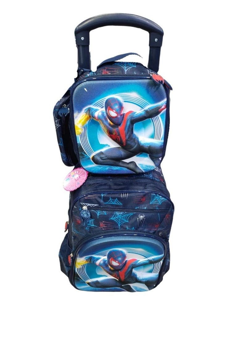 Kids School Trolley Backpack with Pencil Case and Lunch Bag