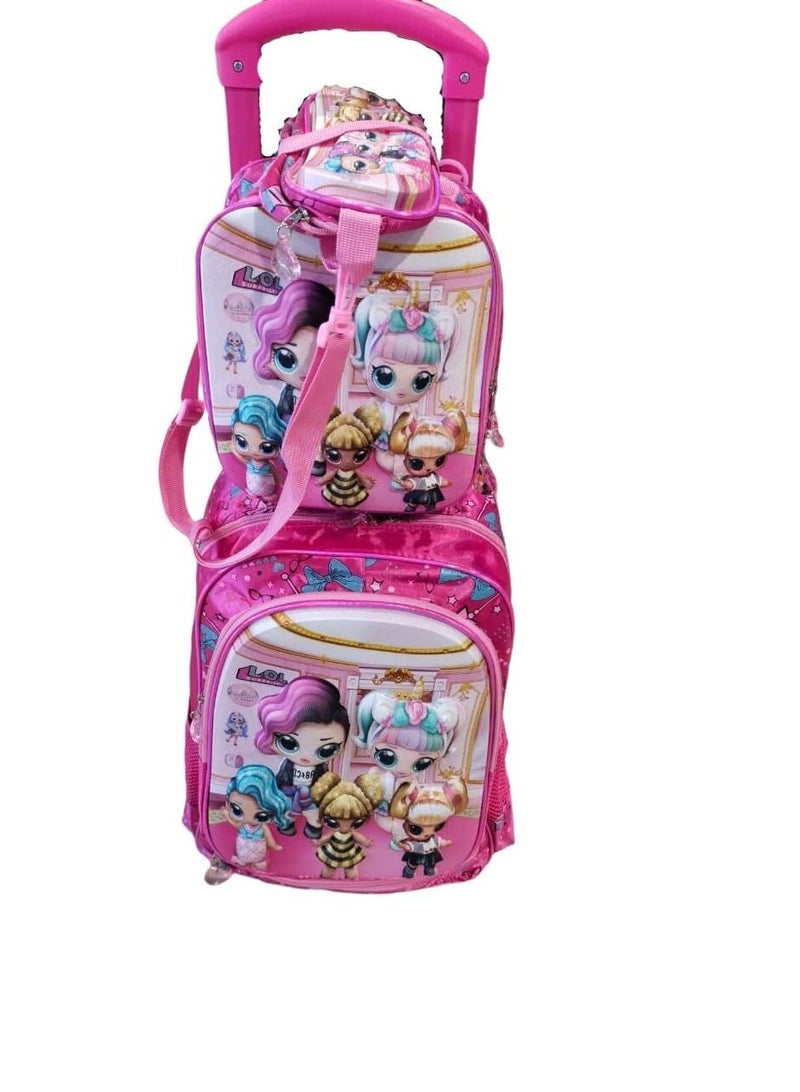 Kids School Trolley Backpack with Pencil Case and Lunch Bag for Kids
