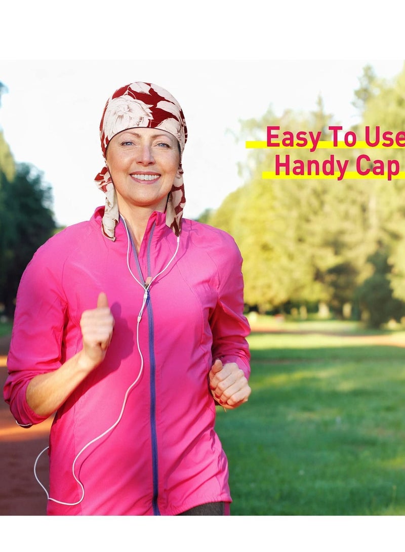 Women Bandana Hats, 6 Pieces Stretch Print Wrap Head Beanies Covers Caps Ruffle Tie Windproof Scarf Wearing Accessories