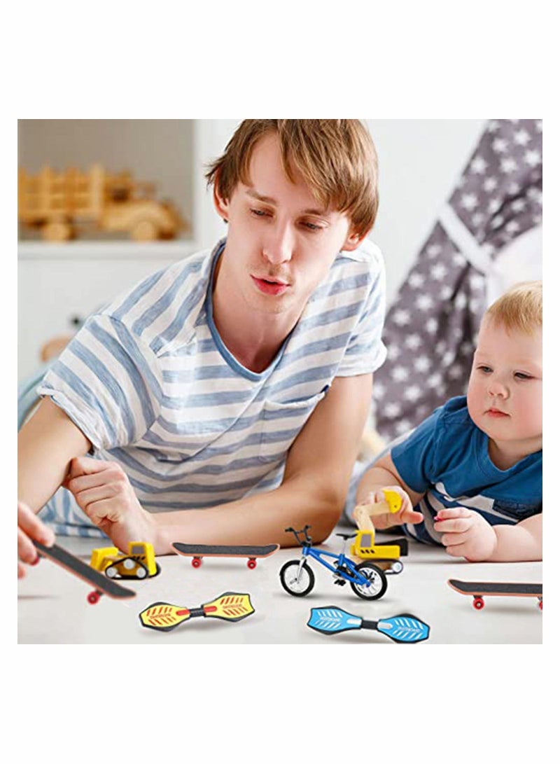 Mini Skateboard Finger Toys Set 18 Pieces Includes Skateboards Bikes Scooter Scooters and Matched Wheels Tools Accessories Educational for Party Favors
