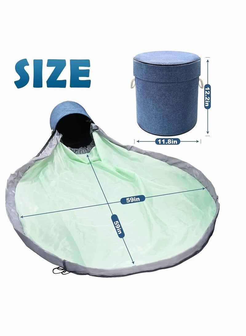 Toy Storage Organizer Baskets, Outdoor Quick Bag Collapsible Canvas Basket / Bin for Kids Room, Organizer, Prize Box Toys Classroom (blue)