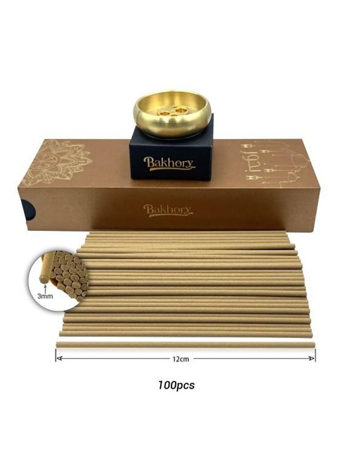 Cambodian Oud Incense Stick, Pure Agarwood, 3mm Thick 90 Sticks for Home, Office, Yoga Studio, Meditation with Free Copper Incense Stick Burner, Holder, 50g