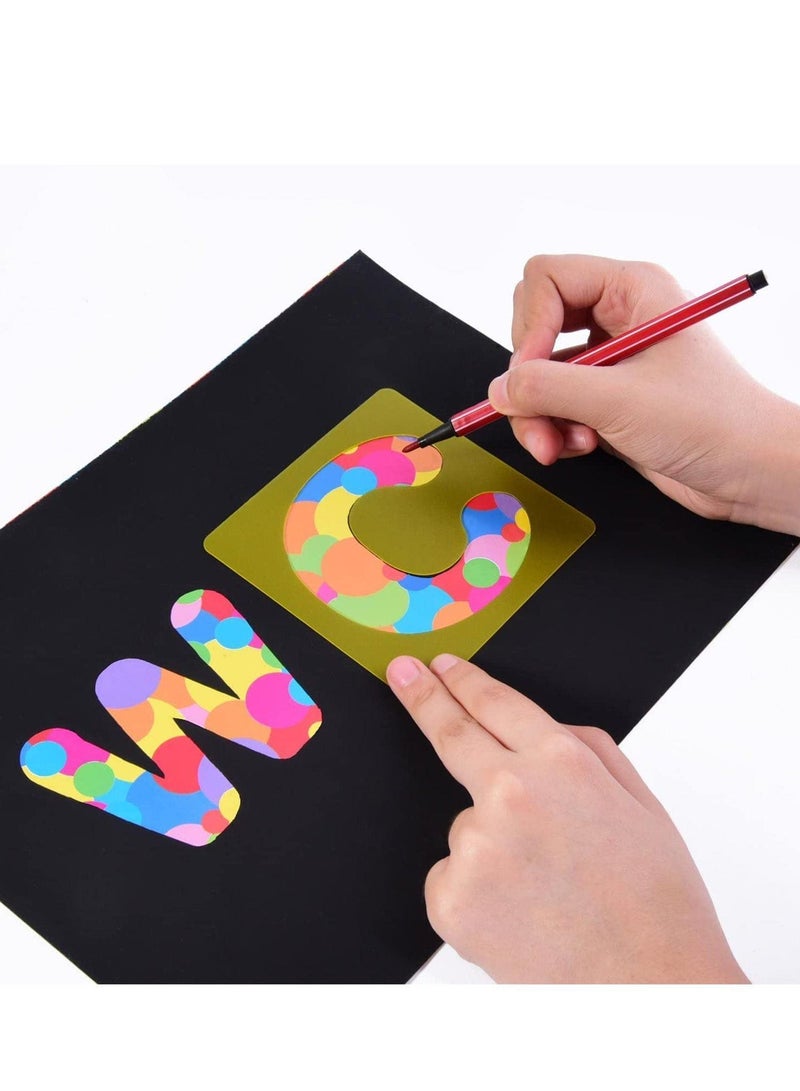 26 Pieces Alphabet Stencils Set Plastic Letter for Painting Learning, DIY Craft Decoration,for Toddlers Preschooler Learning Tool (3 x 3 Inches)
