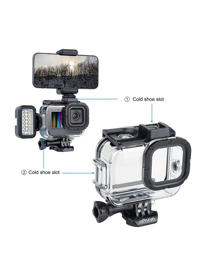 Waterproof Case for GoPro Hero 11 Black/Hero 10 Black/Hero 9 Black, 60M Underwater Protective Dive Housing Case with Cold Shoe Mount Adapter for GoPro Hero 11 10 9 Black Action Camera
