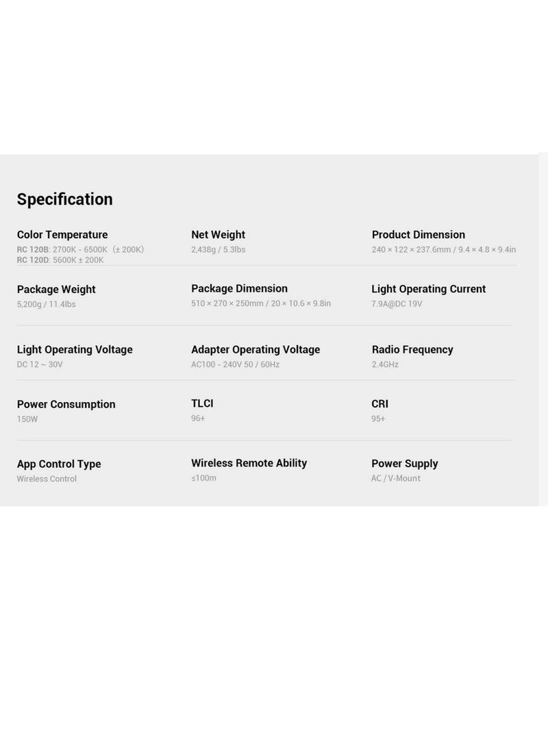 SmallRig 3616 RC120B COB Video Light with 9 Lighting Effects