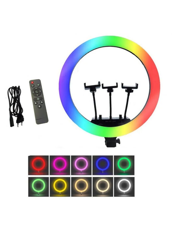 MJ56 22 Inch RGB Selfie Ring Light With Tripod Stand&3 Cell Phone Holder&Remote Control 22 inch RGB ring light