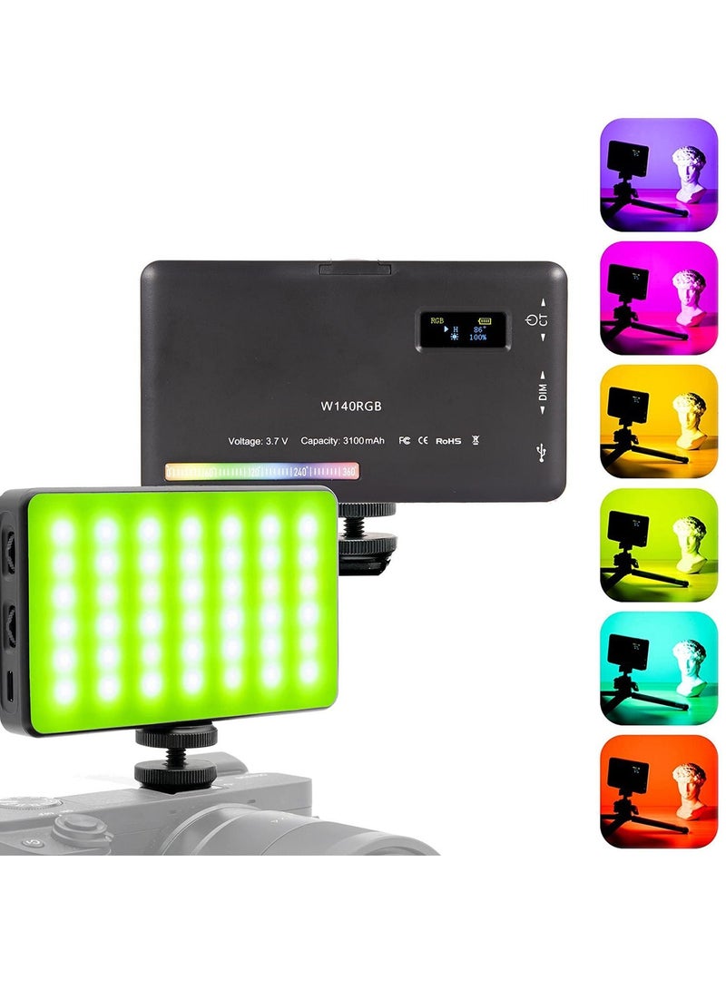 RGB LED Light for Camera Dimmable 360° Portable Battery 3100 mAh CRI95+ 2500K-9000K with Cold Shoe Mount Compatible Vlog Photography TikTok Living