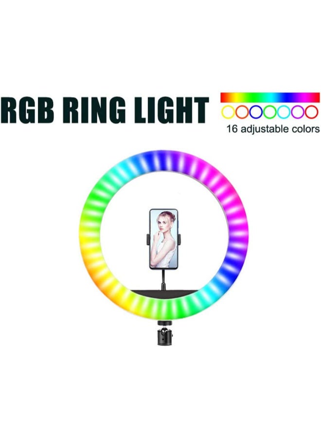 Selfie Ring Light, 10'' RGB Ring Light with Phone Holder, Shooting with 16 Color Light, LED Ring Light for TakaTak YouTube Vlog Video Shooting,Makeup,Photography,Live Streaming Tripod, Tripod Bracket