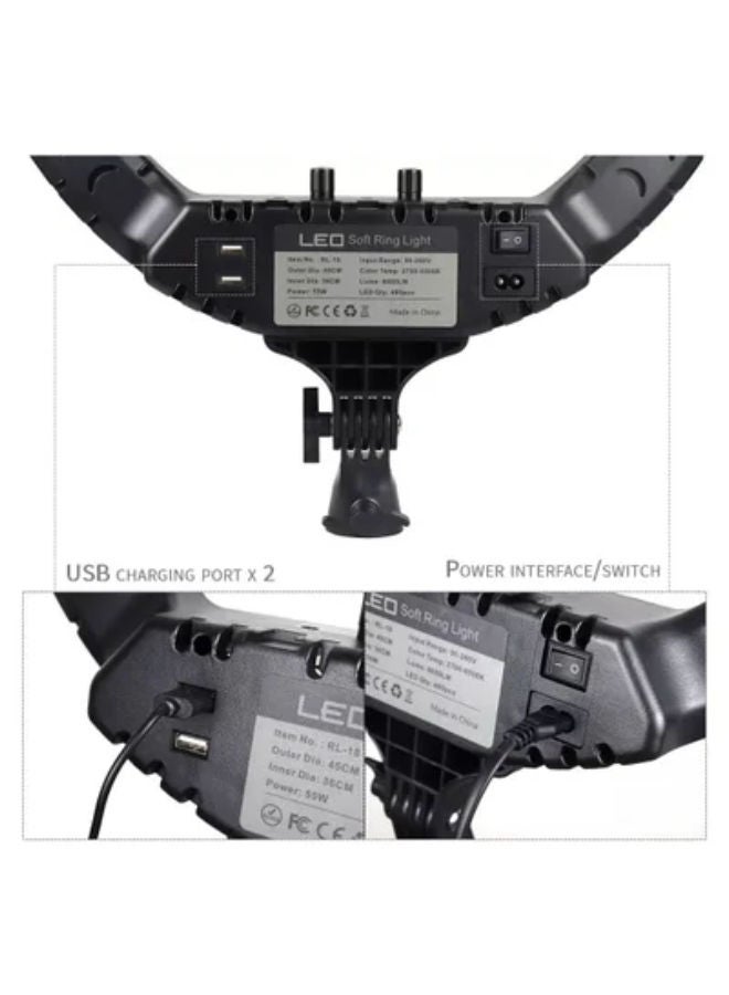 Light Tripod Mount Live Broadcast Dual Phone Bracket RL-18 White