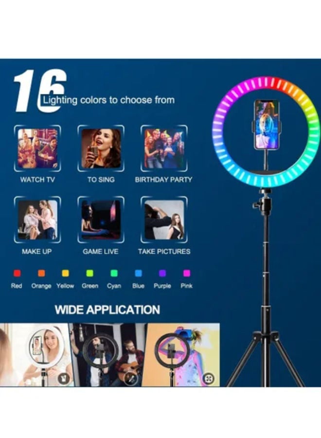 10-Inch LED Ring Fill Light RGB Ring Lamp USB Ring Light Photo Selfie Lamp with Remote and Phone Stand for Streaming Video Photography