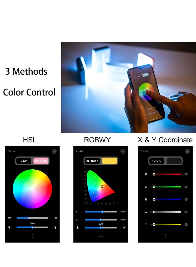 RGB Video Light, Bluetooth APP Control LED Camera Light 360° Full Color CRI95+ Dimmable 2800K-6800K Rechargeable Photography Lighting for DSLR, Conference, Vlog-Blue