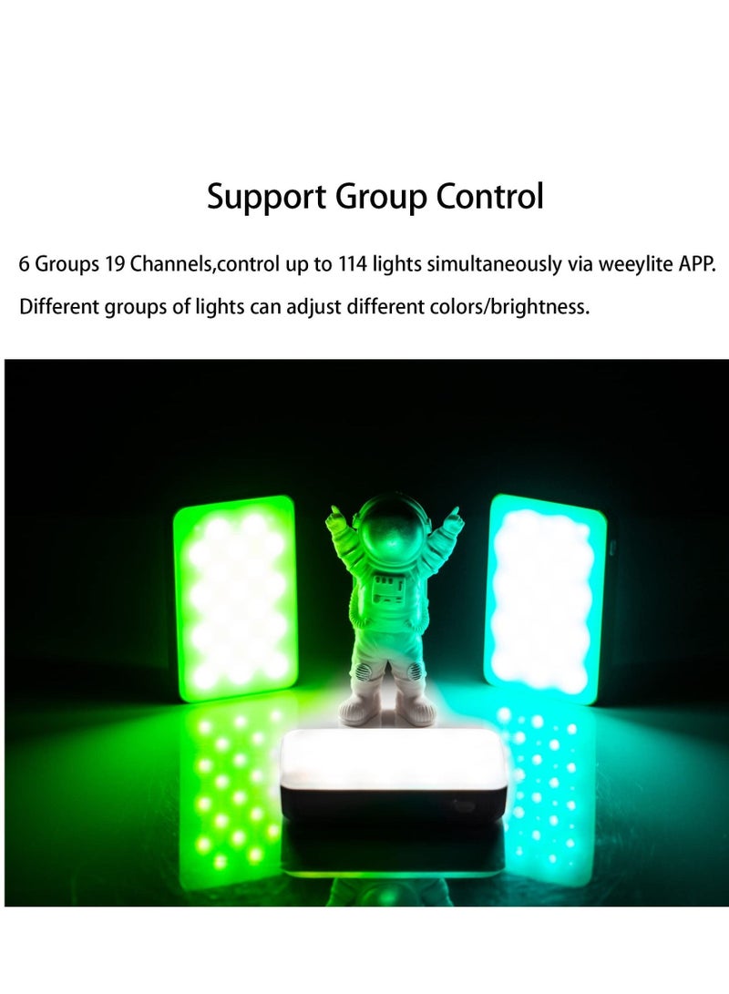 RGB Video Light, Bluetooth APP Control LED Camera Light 360° Full Color CRI95+ Dimmable 2800K-6800K Rechargeable Photography Lighting for DSLR, Conference, Vlog-Blue
