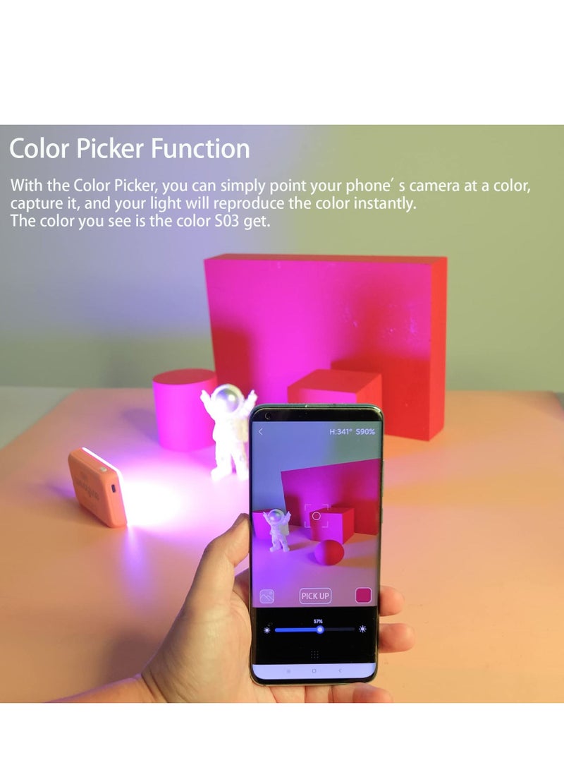 RGB Video Light, Bluetooth APP Control LED Camera Light 360° Full Color CRI95+ Dimmable 2800K-6800K Rechargeable Photography Lighting for DSLR, Conference, Vlog-Blue