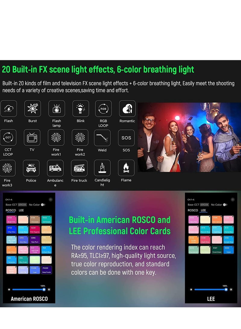 RGB Video Light, Bluetooth APP Control LED Camera Light 360° Full Color CRI95+ Dimmable 2800K-6800K Rechargeable Photography Lighting for DSLR, Conference, Vlog-Blue