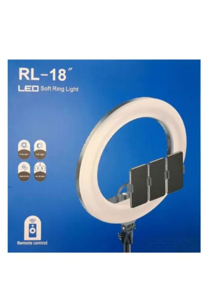 20 Inch Ring Light Tripod Mount Live Broadcast Dual Phone Bracket RL-18 White
