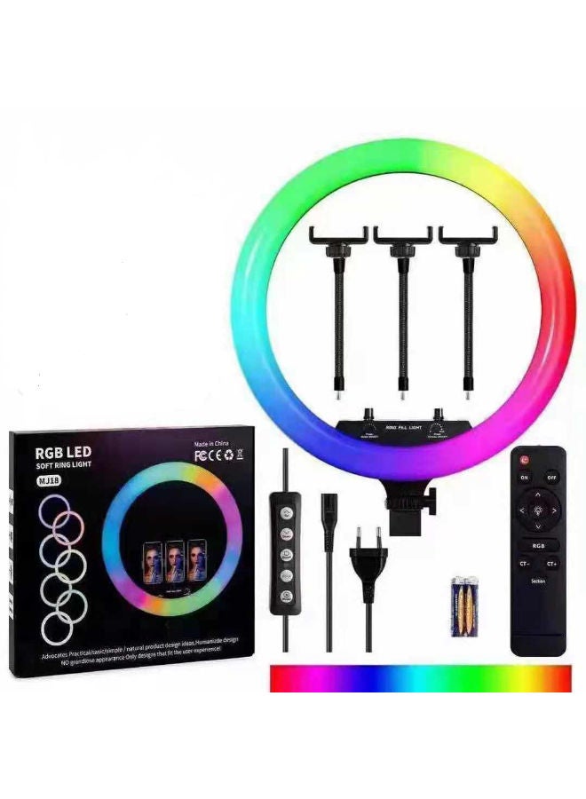 45cm MJ18 RGB LED RingFill Light/3phone holders/remote/(stand Not included)