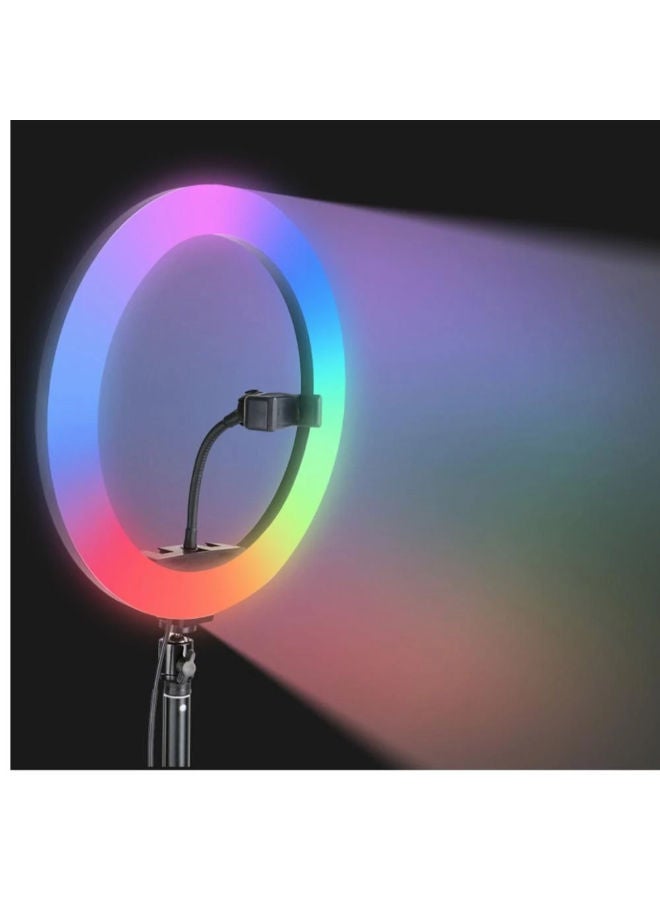 Ring LED lamp color (multicolor) RGB MJ45 with a holder for a smartphone and a tripod