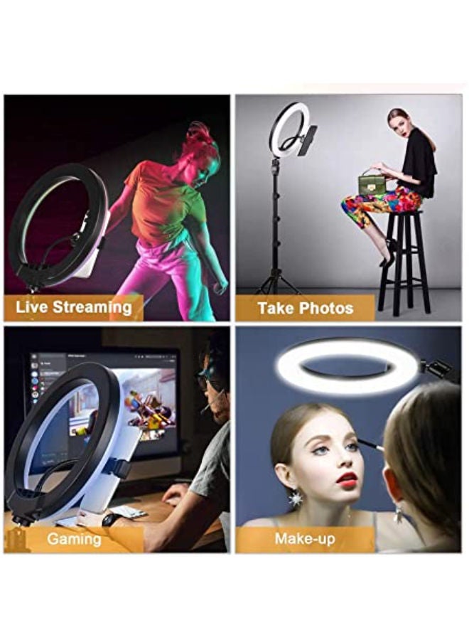 Ring LED lamp color (multicolor) RGB MJ45 with a holder for a smartphone and a tripod