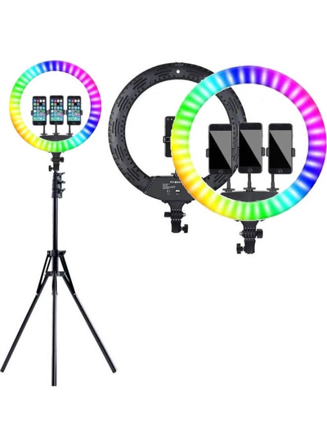 18inch MJ45 RGB LED Ring Light with Multi Color Mode Dimmable Lighting Kit with Stand for Camera Photo Studio LED Lighting Portrait YouTube Video Shooting