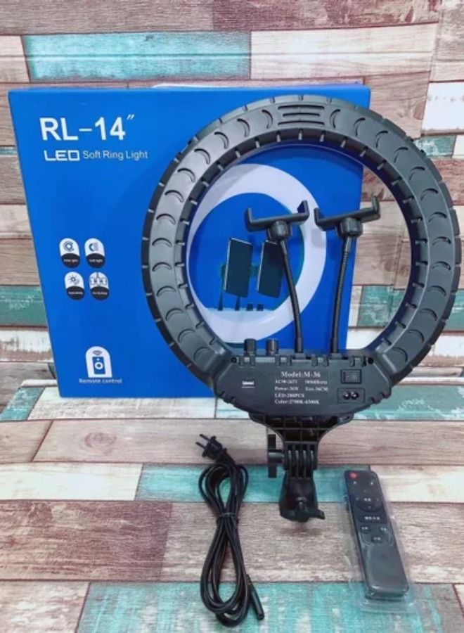Ring Light With Photography tripod Stand And Remote Control for tiktok, snapchat, youtube, online streaming , 14-inch Big Selfie light Rl-14 Black