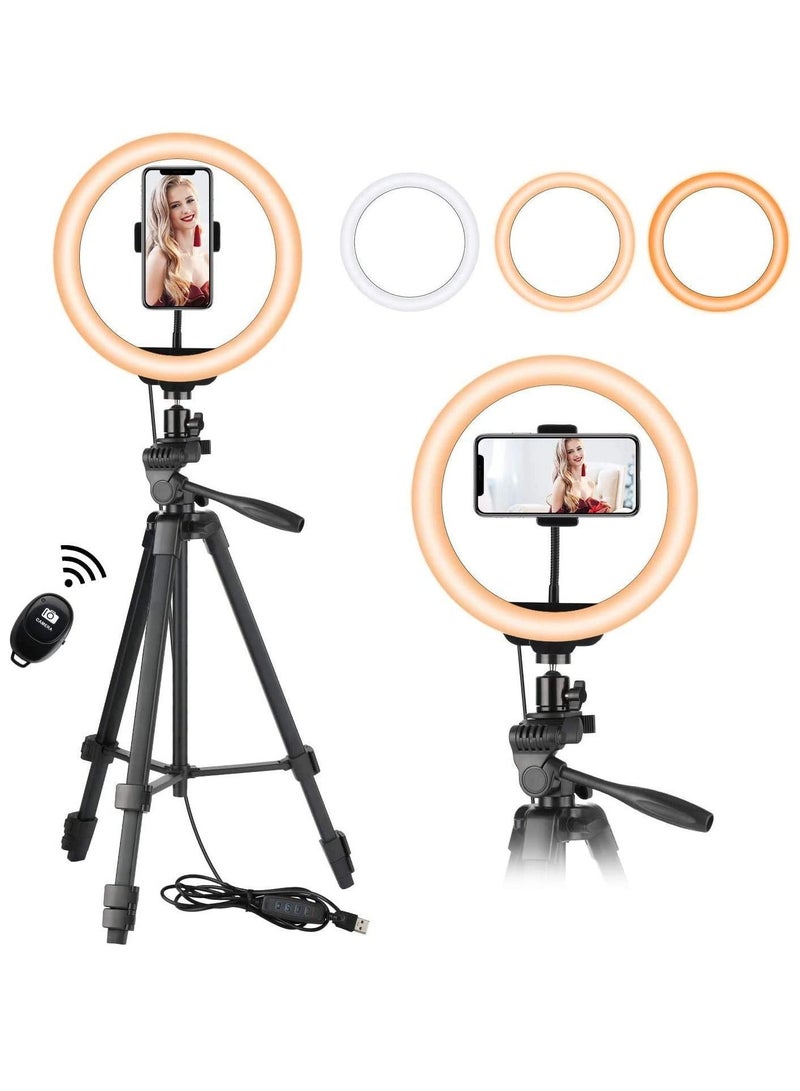 Ring Light with Tripod And Phone Holder for Live Stream Makeup Upgraded Extendable Stand with Ring Light for Vlog Photography