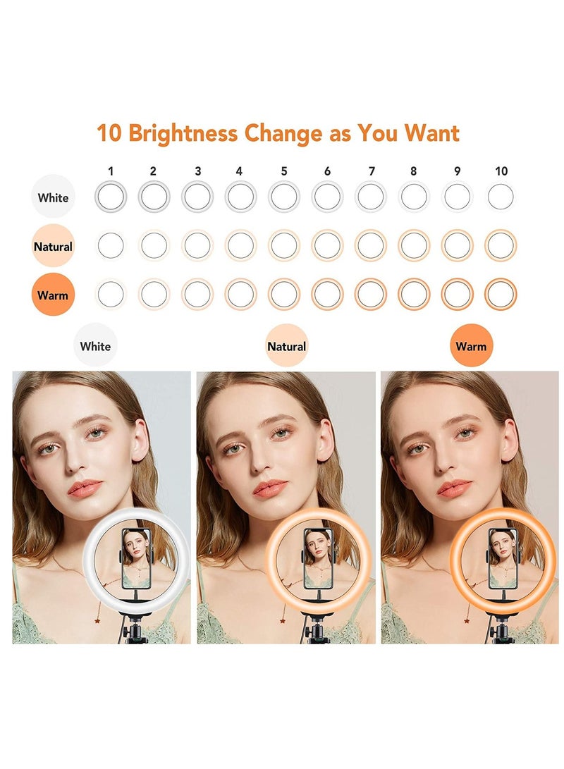 Ring Light with Tripod And Phone Holder for Live Stream Makeup Upgraded Extendable Stand with Ring Light for Vlog Photography