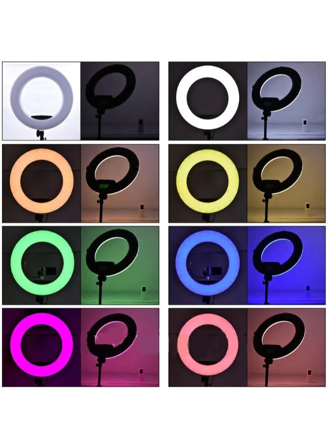 14 inch MJ36 RGB soft ring light Circle Photography Lighting 16 colour Led RGB Ring Light with Phone Tripod Stand