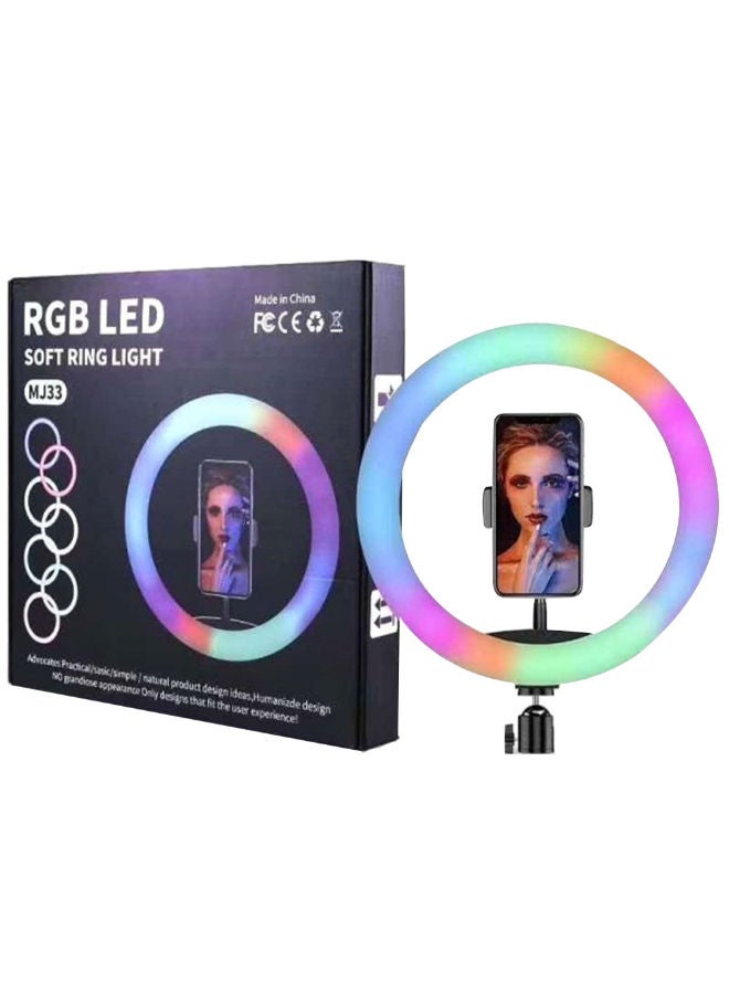 10 Inch RGB Beauty Ring Light Photography Lamp 3000K-6000K Dimmable Colourful USB Powered with Phone Holder for Live Streaming Facial Makeup Vlog
