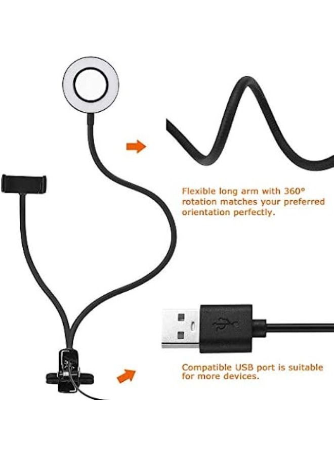 Selfie Ring Light with Cell Phone Holder Stand for Live Stream & Makeup,LED Camera Light with Lazy Bracket for Video/Photography, Desk Lamp for Bedroom, Office, Kitchen