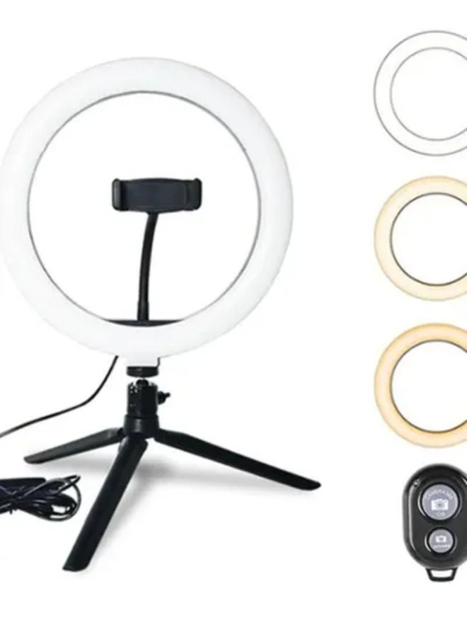 LED Ring Light Studio Photo Video Dimmable Lamp Tripod Stand Selfie Camera Phone Black