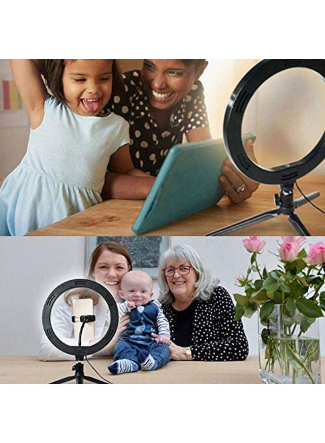 LED Ring Light Studio Photo Video Dimmable Lamp Tripod Stand Selfie Camera Phone Black
