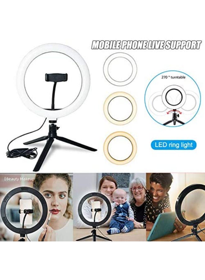 LED Ring Light Studio Photo Video Dimmable Lamp Tripod Stand Selfie Camera Phone Black