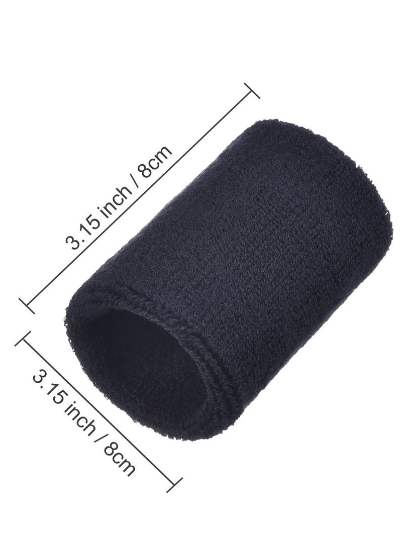 6 Pack Wrist Sweatbands Sports Wristbands for Football Basketball, Running Athletic Black