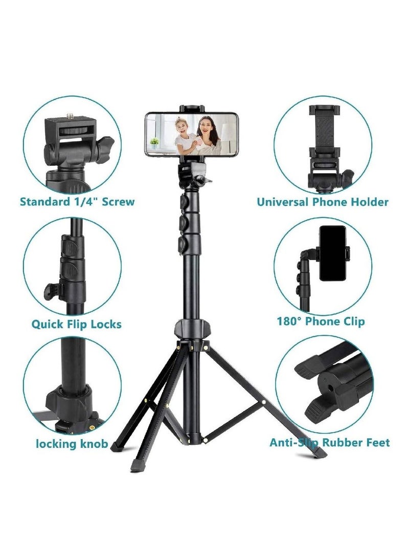 Selfie Stick Tripod with Bluetooth Remote Universal Phone Clip For iPhone Android Phone Small Camera Black