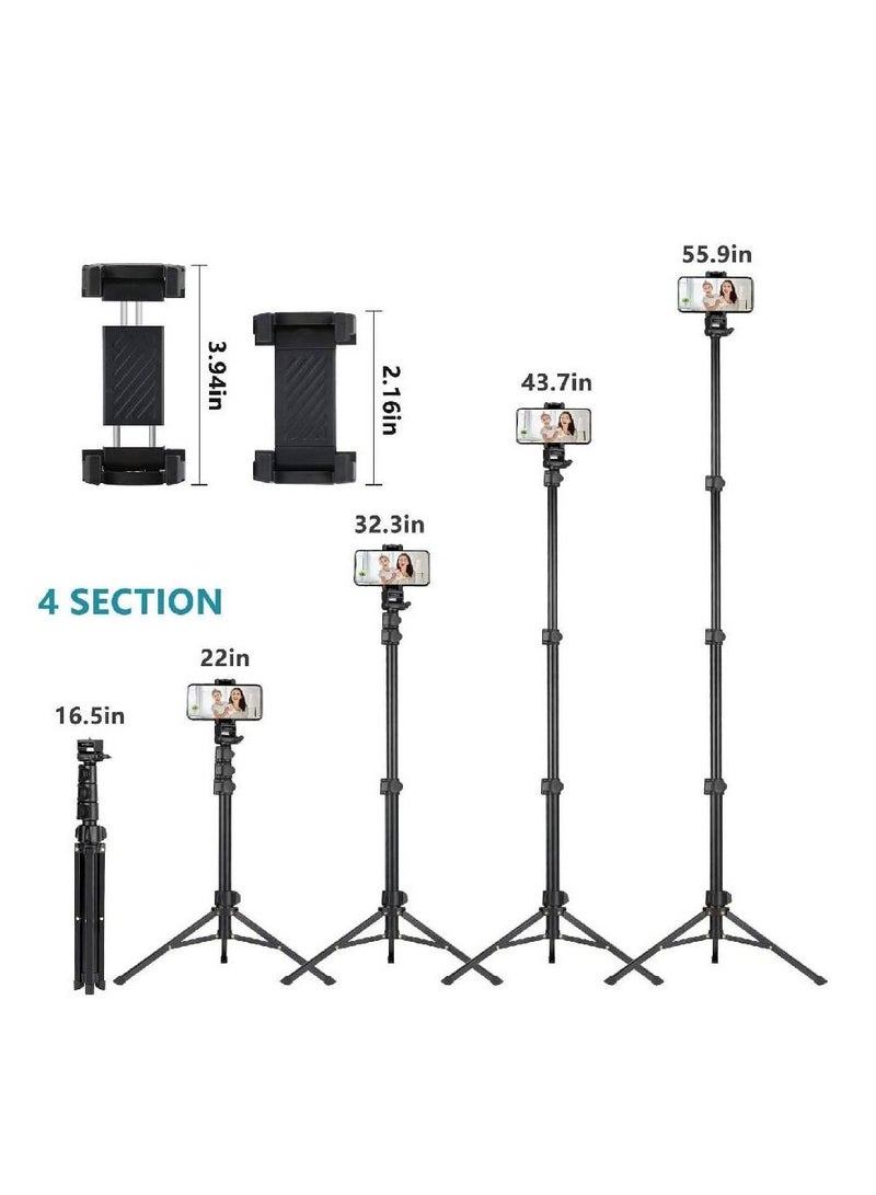 Selfie Stick Tripod with Bluetooth Remote Universal Phone Clip For iPhone Android Phone Small Camera Black